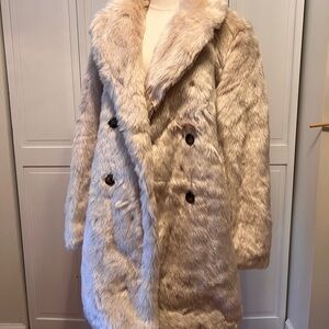 Cream faux fur coat, brand new with tags